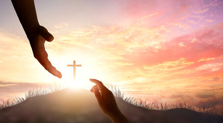 silhouette of God's helping hand concept and international day of peace .