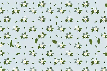 White floral pattern background on light blue background.Ai generated