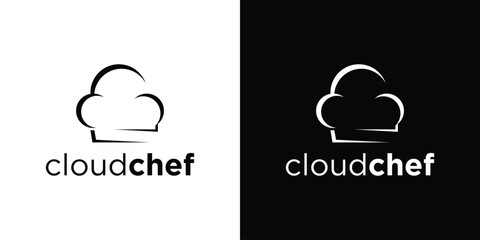 logo design creative hat chef and cloud icon vector illustration