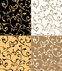 floral ornament monochrome pattern black and white