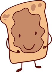 National Peanut Butter Lover's Day icons in doodle cartoon style - vector illustration. Toast with peanut butter