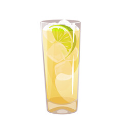 Cocktail "Moscow mule".Classic alcoholic cocktail in highball with vodka, lemon, lime.Vector illustration.