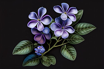 Periwinkle Flowers, Illustration, Generative AI