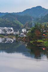 Fototapeta premium Ancient villages, rivers and natural beauty in the mountains of Anhui Province, China