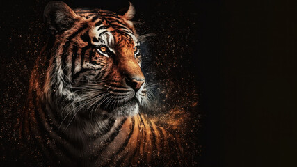 Tiger with copy space background. World wildlife day concept. Generative ai.