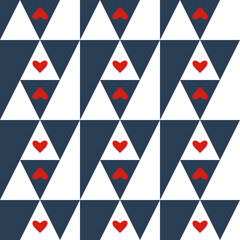 Abstract pattern of triangles and hearts for website design and printing.