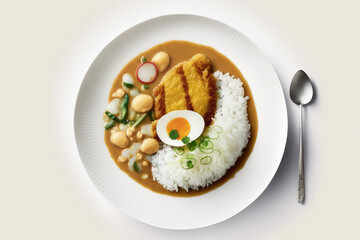Perfect Blend of Flavor and Aesthetics with a Minimalist Chicken Katsu Curry Generative AI