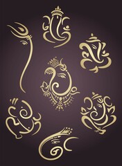 Ganesha, Aum, Hindu wedding card, Diwali, India	