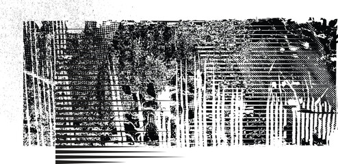 Grunge textured speed lines and halftone dots . Vector Illustration .Grunge textured banner . Design element . Abstract geometric shape 