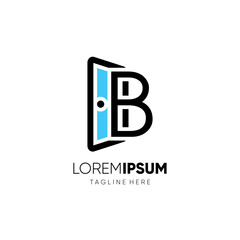 Initial Letter B Door Real Estate Logo Design Vector Icon Graphic emblem Illustration 