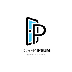 Initial Letter P Door Real Estate Logo Design Vector Icon Graphic emblem Illustration 