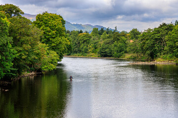 Fly fishing on the River Tay, Scotland