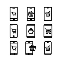 mobile shopping icon or logo isolated sign symbol vector illustration - high quality black style vector icons