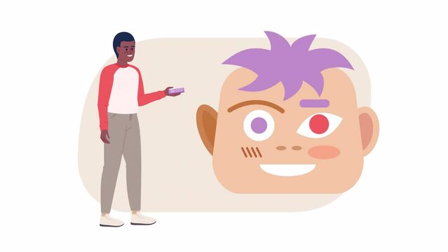 Animated finding your customer. Creating buyer persona. Hunting ideal clients. 2D cartoon flat character 4K video footage on white with alpha channel transparency. Concept animation for web design
