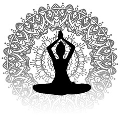 world yoga day pose with mandala poster design