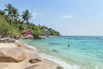 Landscape view of Koh Tao Island beach or Turtle Island under blue sky in summer day Koh Tao Island is popular famous tourist attractions in the gulf of Thailand, Surat Thani, Thailand 