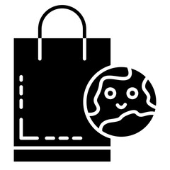 earth with shopping bag icon