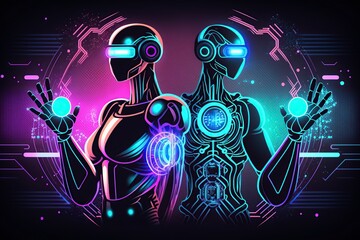 Fototapeta premium illustration, robots, ai generative