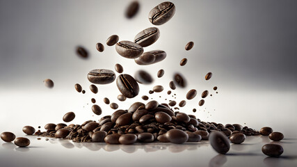 Coffee Beans on A White Background Created With Generative Ai