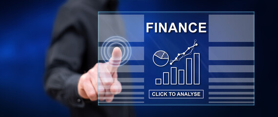 Man touching a finance concept