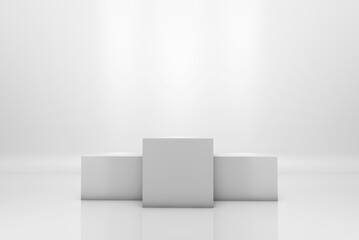 Winning podium on white illuminated background