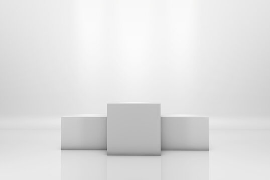 Winning Podium On White Illuminated Background