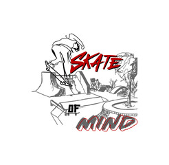 Skate Of Mind vector illustrations with cool slogans for t-shirt print and other uses. Skate all day text. © goank graphic