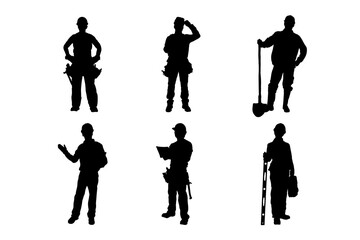 Set of silhouettes of construction workers version 2 vector design