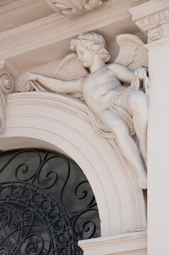 Putto figures on building, Budapest, Hungary