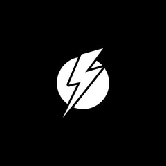 Electric bolt flash icon isolated on black background. 