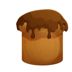 Panettone traditional cake in cartoon style isolated on white background