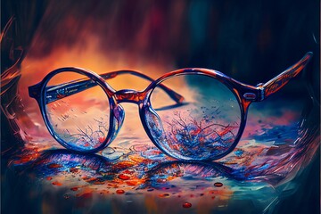 Okulary abstrakcyjny kolorowy akrylowy Generative AI
