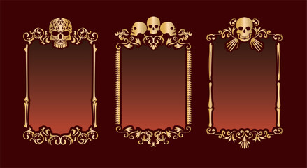 骸骨　ドクロ　フレーム枠　セット