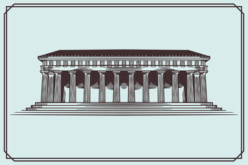 hand drawn ancient greek building symbol vintage style.