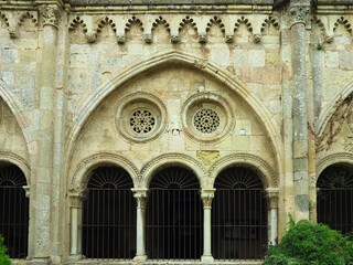 Architectural details of Medieval catholic cathedral Saint Mary in Tarragona, Spain.