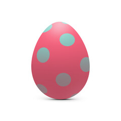 Pink Easter egg decorated with blue dots. Illustration of a Spotted Easter Egg. Pink polka dot egg isolated on a transparent background. PNG. Element for creativity, web banners, social media posts.
