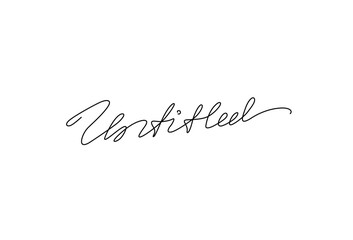 Untitled, hand lettering calligraphy text small tattoo, inscription, continuous line drawing, print for clothes, t-shirt, emblem or logo design, handwritten inscription, isolated vector illustration.