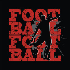 soccer player silhouette with football text and grunge style
