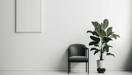 Modern Minimal Interior With White Wall And Armchair Created With Generative Ai