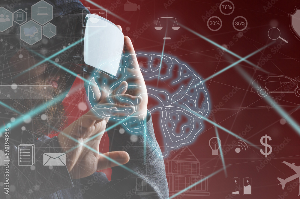 Aufkleber businessman using chatbot in smartphone intelligence ai.chat gpt chat with ai artificial intelligenc