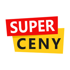 Super Prices lettering in Polish (Super Ceny) sale label. Vector illustration. Isolated on white background