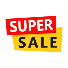 Super Sale, sale label. Vector illustration. Isolated on white background