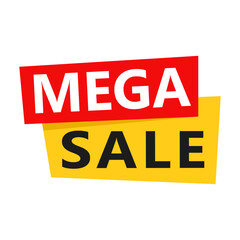 Mega Sale, sale label. Vector illustration. Isolated on white background