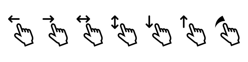 Different Isolated Flat Gestures Set