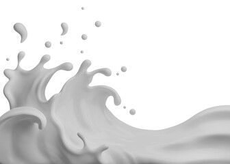 Milk  splash png file , 3D Rendering, 3D illustration