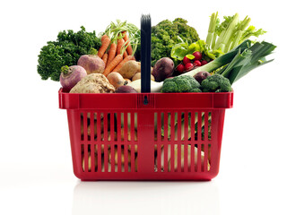 shopping basket with vegetables