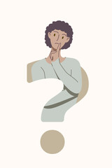 People are thinking to find solutions. Design Thinking creates innovation and creativity with question mark symbol.People character.Vector illustration.