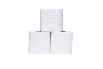 toilet paper roll sanitary and household. Isolated on cutout PNG. Close up detail of one single clean toilet paper roll. Tissue is a lightweight paper or light crepe paper. Personal hygiene.