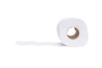 Toilet paper roll sanitary and household Isolated on cutout PNG. Close up detail of one single...