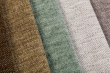 Different samples of textured fabric